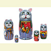 Rooster Cat Family Nesting Doll - 5" w/ 5 Pieces