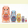 Easter Bunnies with Eggs Nesting Doll - 5" w/ 5 Pieces