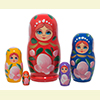 Rainbow Ladies w/ Roses Nesting Doll - 4" w/ 5 Pieces