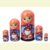 Maiden w/ Orange Tabby Cat Nesting Doll - 5" w/ 5 Pieces