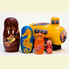 Yellow Sub w/ Sea Musicians Nesting Doll - 6" w/ 5 Pieces