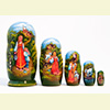 Alyonushka and Ivanushka Nesting Doll - 5" w/ 5 Pieces