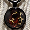 Smiling Skull Enjoying the Night - 1" Pendant w/ Black Necklace