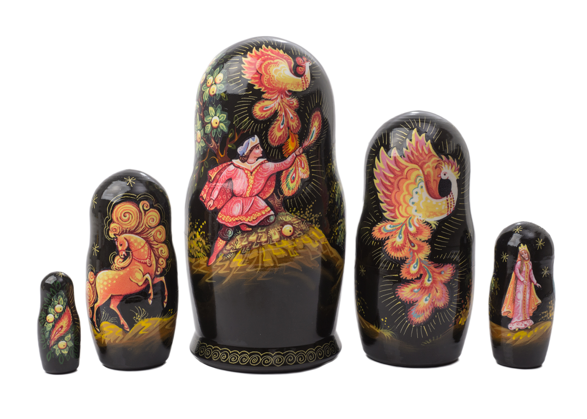 Firebird Nesting Doll - 4.25" w/ 5 Pieces - Click Image to Close