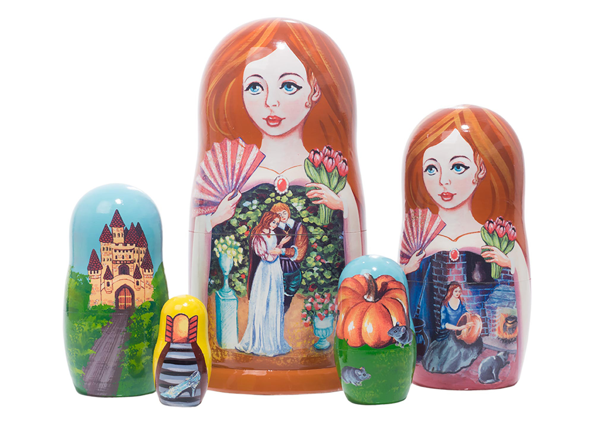 Cinderella Nesting Doll - 6" w/ 5 Pieces - Click Image to Close