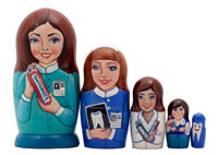 Female Dentist Nesting Doll - 5" w/ 5 Pieces