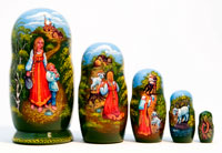 Alyonushka and Ivanushka Nesting Doll - 5" w/ 5 Pieces